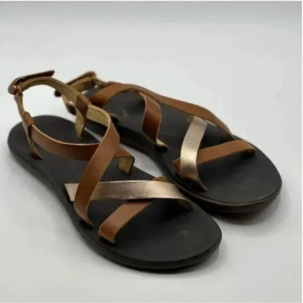 OluKai Upena Girl’s Leather Slingback Sandals Size 4 (36)
